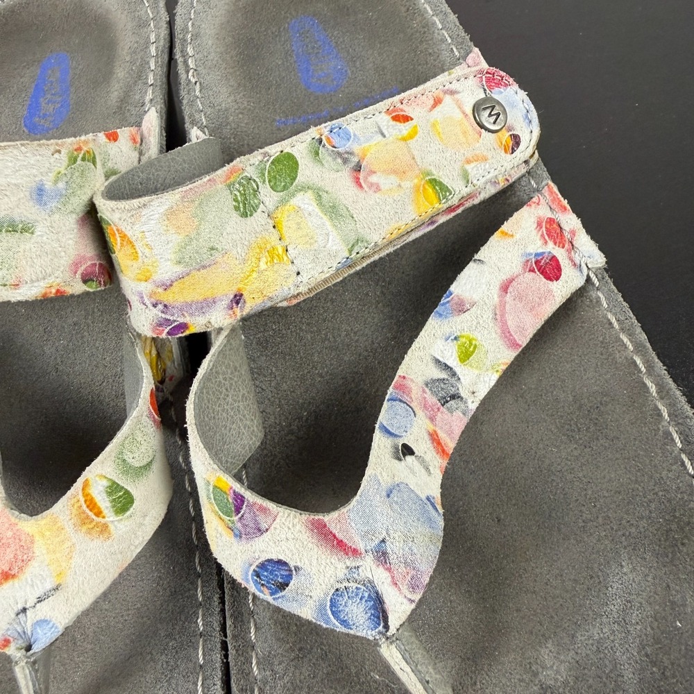 Wolky Sandals Womens 9/40 Multicolor Floral Leather Wedge Slide Thongs Casual - Picture 12 of 16
